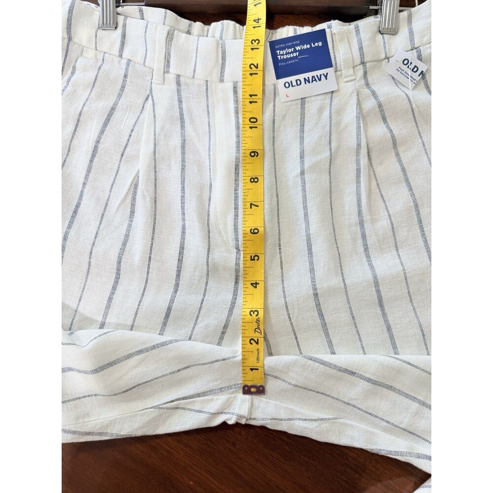 Old Navy Extra High-Rise Taylor Wide Leg Trousers Size L Striped Linen NWT - Picture 6 of 11
